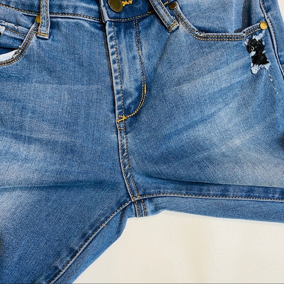 Articles Of Society Sarah Skinny Raw Hem Jeans Womens 25 Blue Distressed Stretch - Picture 10 of 11